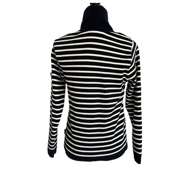 Holebrook Sweden Windproof Lined Knit Sweater Blue White Nautical Stripe Small